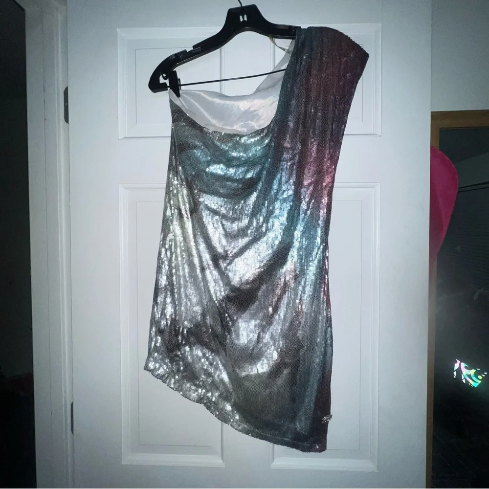 Apple Bottoms Metallic One-Shoulder Mini Dress - Picture 3 of 3